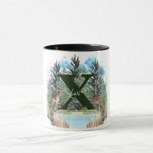 Caneca Watercolor Veer Personalizado Monograma - Letra X
