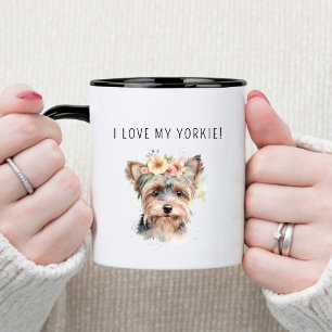 Caneca Watercolor Yorkie Girl I Love my Yorkie