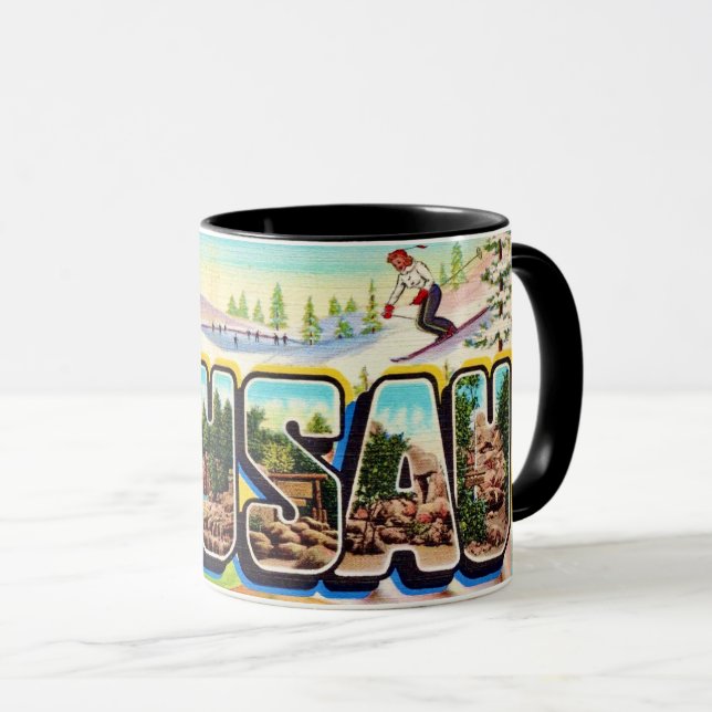 Caneca Wausau Wisconsin Greeting Postcard (Frente Esquerda)