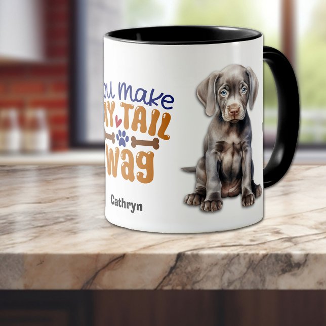 Caneca Weimaraner Puppy Você Faz Minha Cauda (Criador carregado)