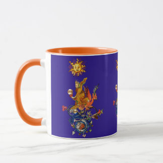 Caneca WEIRD MEDIEVAL BESTIARY,ALCHEMIST,RED DRAGON,Blue