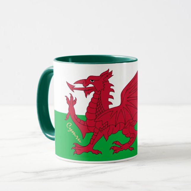 Caneca Welsh Flag & Wales, Cymru patriot / esportes (Frente Esquerda)