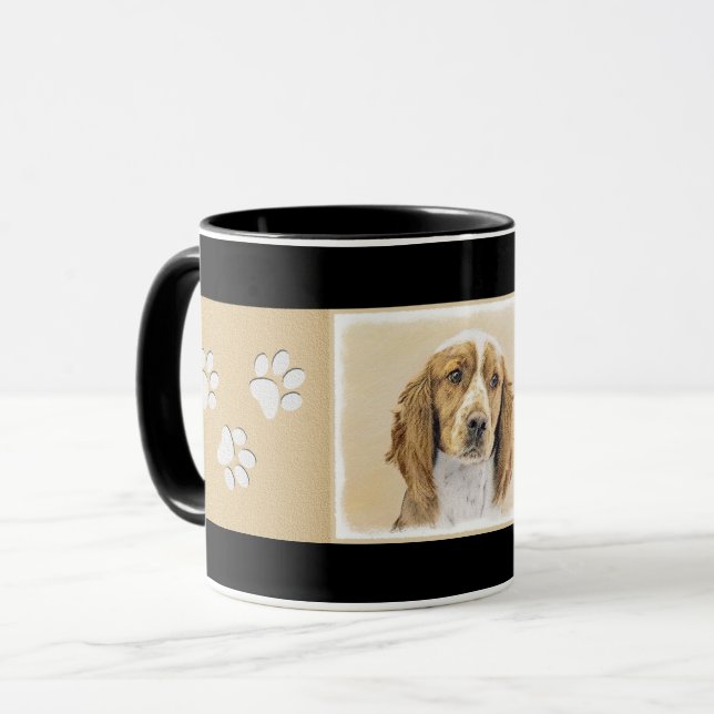 Caneca Welsh Springer Spaniel Painting - Arte Original De (Frente Esquerda)