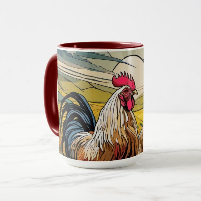 Caneca WelSummer Roosters em Dawn Floral (Frente Esquerda)