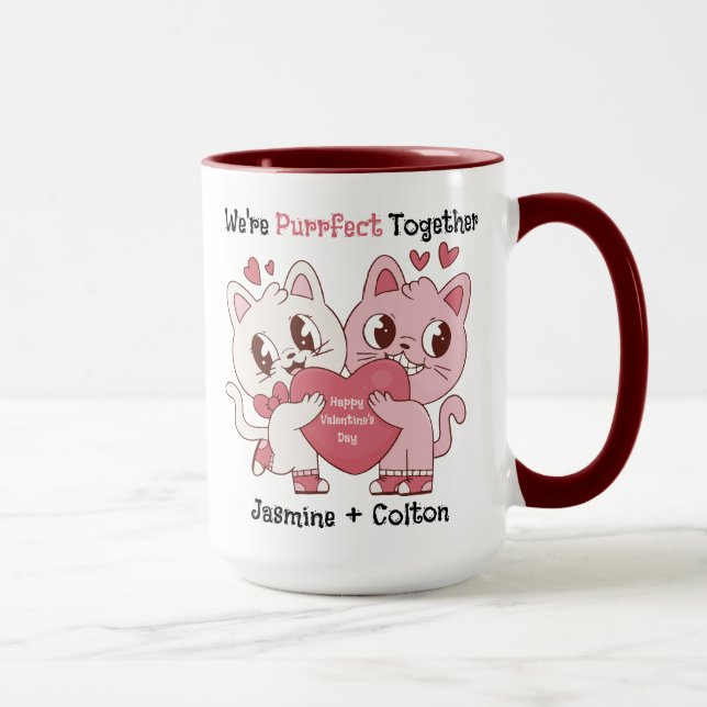 Caneca We're Purrfect Together Cute Valentine's Day Mug (Direita)