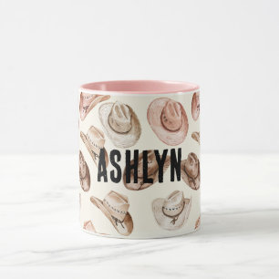 Caneca Western Cowgirl Pink Brown Hats