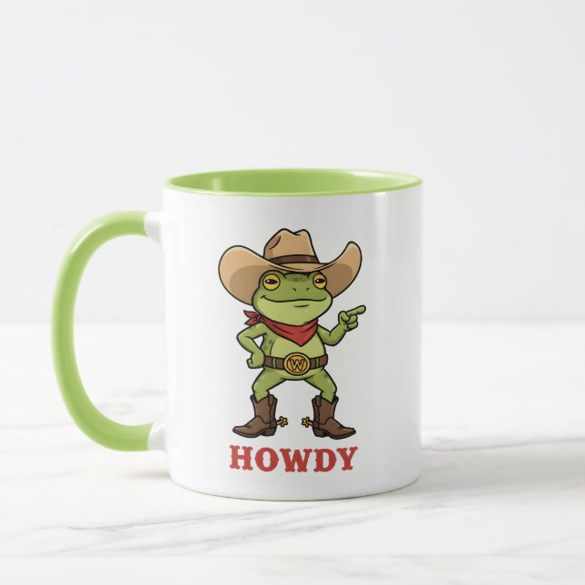 Caneca Western Yeehaw Frog Howdy Frog Funny Cowboy Meme (Esquerda)