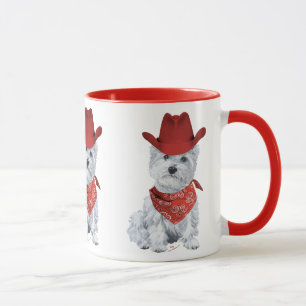 Caneca Westie Cowboy de Vermelho