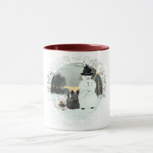 Caneca Westie & Scottie Constroem um Boneco de Neve