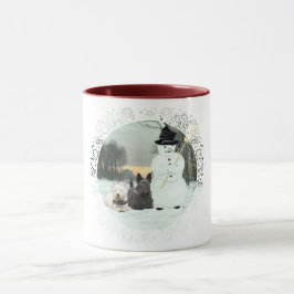 Caneca Westie & Scottie Construa um Snowman
