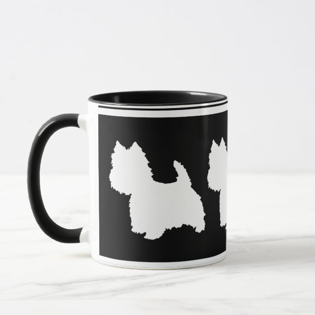 Caneca Westie Silhouette White em Preto (Esquerda)