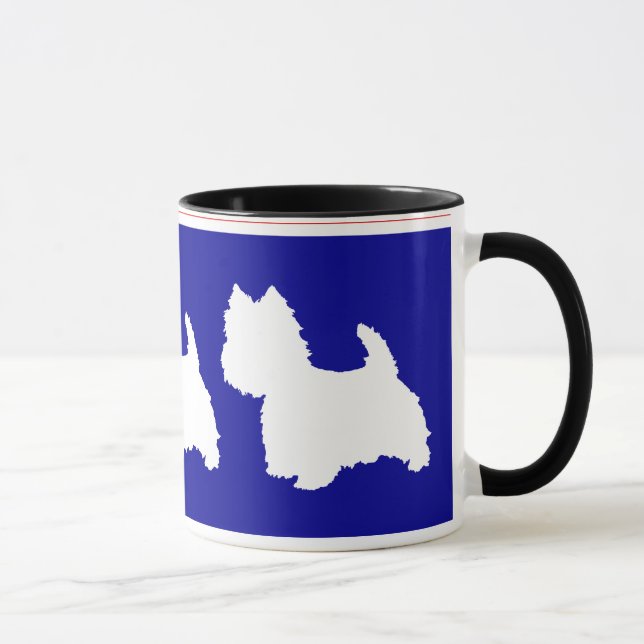 Caneca Westie Silhueta Vermelho e Azul (Direita)