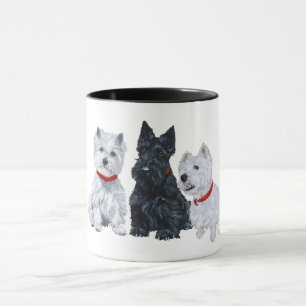 Caneca Westies e um Scottie Juntos