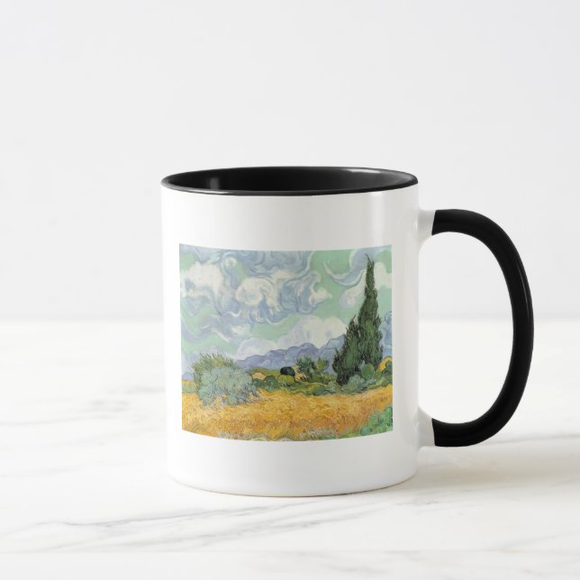 Caneca Wheatfield com ciprestes, 1889 de Vincent van Gogh (Direita)