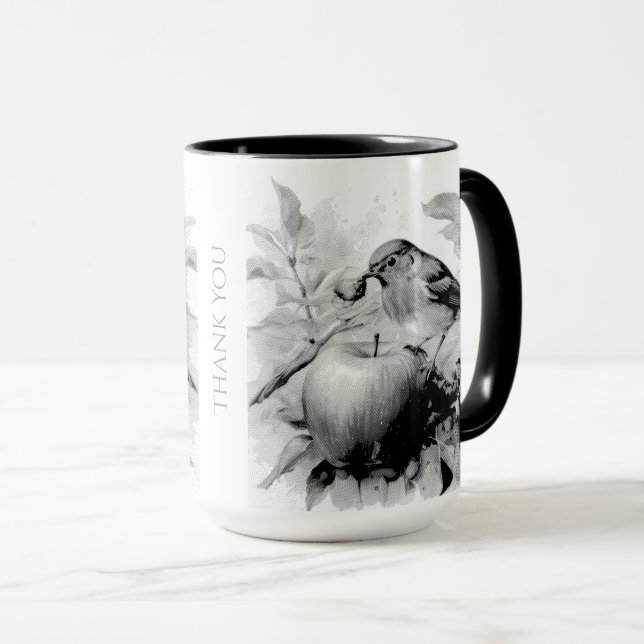 Caneca Whimsical Bird & Apple Delight (Frente Esquerda)