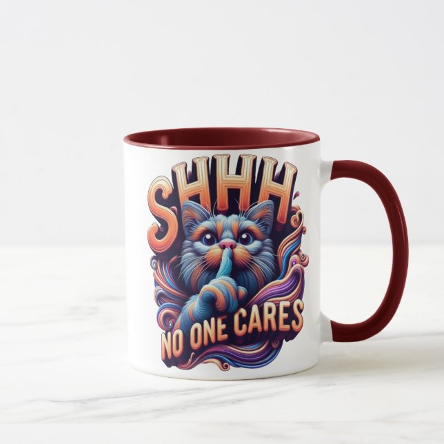 Caneca Whimsical Cat Whispers Ninguém Se Preocupa (Direita)