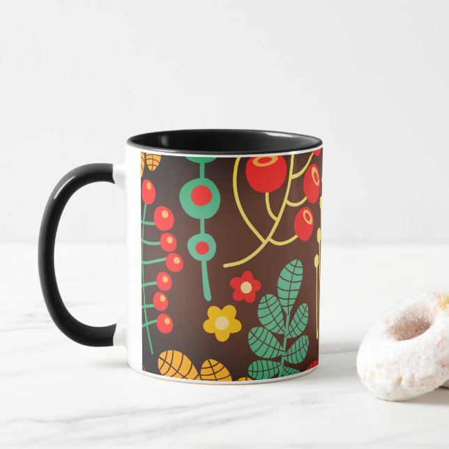 Caneca “Whimsical Forest with a Golden Bird** (Com Donut)