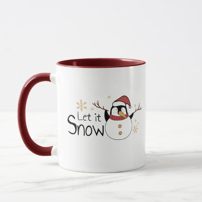 Caneca Whimsical Let It Snow Penguin Snowman | Natal (Esquerda)