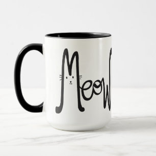 Caneca Whimsical MEOW moderno, manuscrito preto minimalis