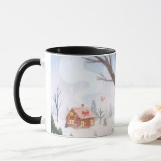 Caneca Whimsical Winter Cottage Mug