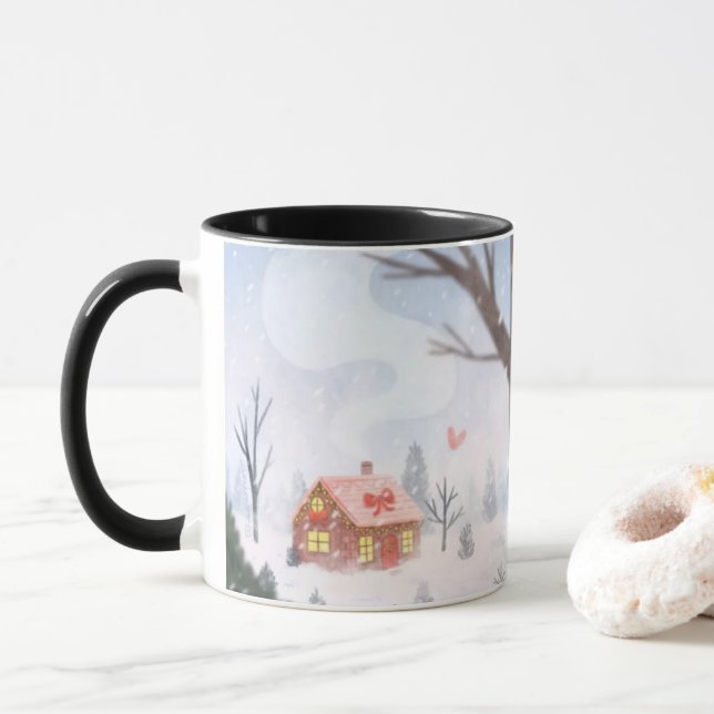 Caneca Whimsical Winter Cottage Mug (Com Donut)