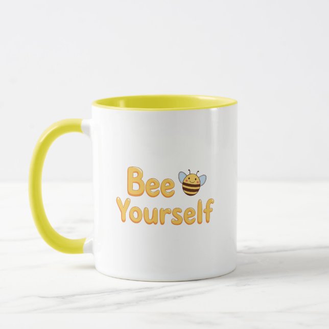 Caneca Whimsical Yellow Bumblebee and Quote (Esquerda)