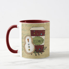 Caneca Whimssic Country Festivo Snowman Cookie com café