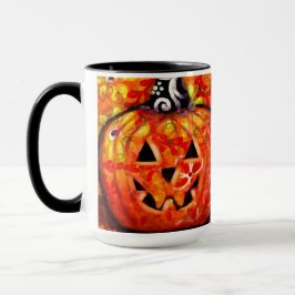 Caneca Whimssieen Jack O Lanterna Laranja Floral