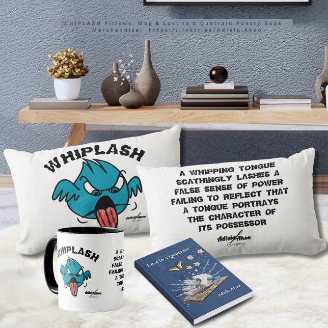 Caneca WHIPLASH Mug da poeta Adiela Akoo (Whiplash Pillows, Mug & Lost in a Quatrain Poetry Book by Poet Adiela Akoo. Get this gr8t gift combo)