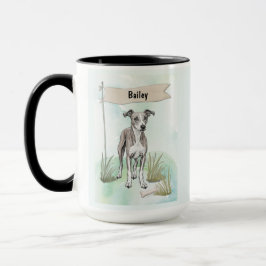 Caneca Whippet Watercolor Personalized Dog