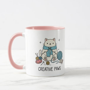Caneca Whiskers Cat Playful Arte de Desenho Minimalista