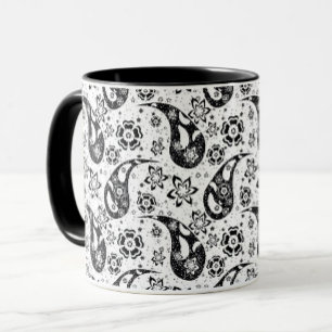 Caneca White Floral Paisley Pattern Design