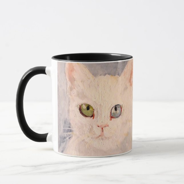 Caneca White Kitten with Blue Eye and Green Eye Mug (Esquerda)