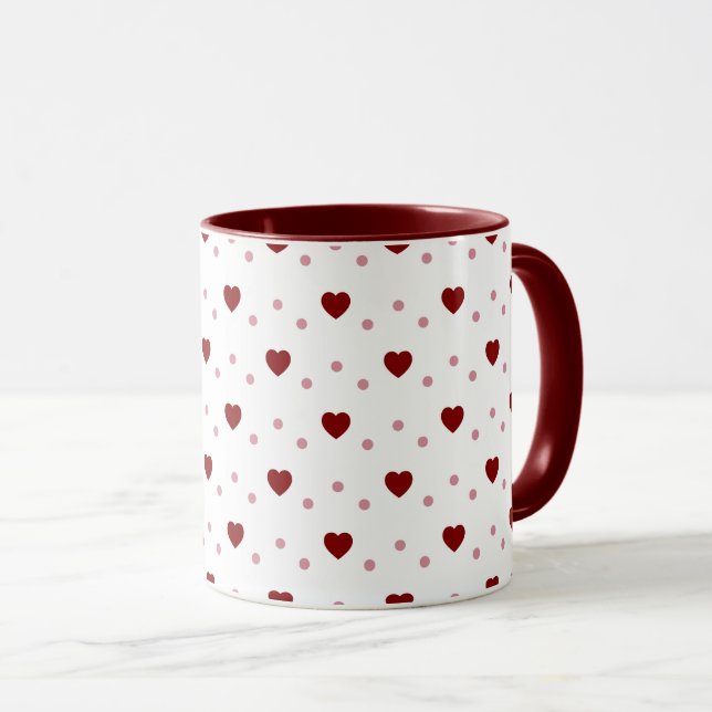 Caneca White Mug – Dark & Light Red Hearts (Frente Esquerda)