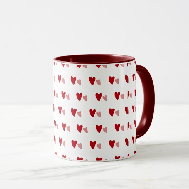 Caneca White Mug – Dark & Light Wavy Hearts (Frente Esquerda)