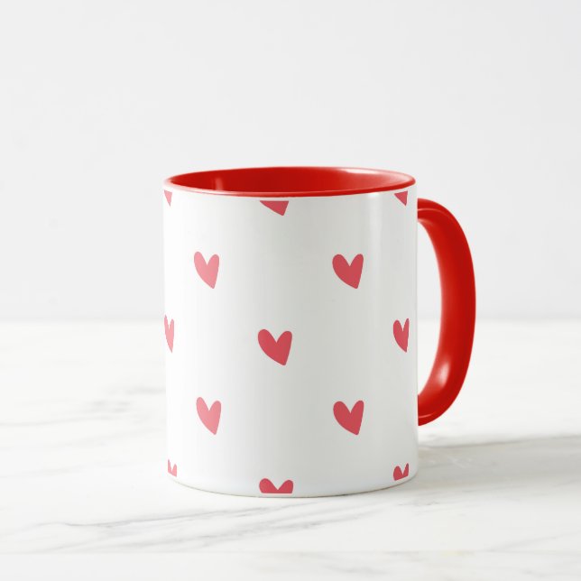 Caneca White Mug – Wavy Red Hearts (Frente Esquerda)