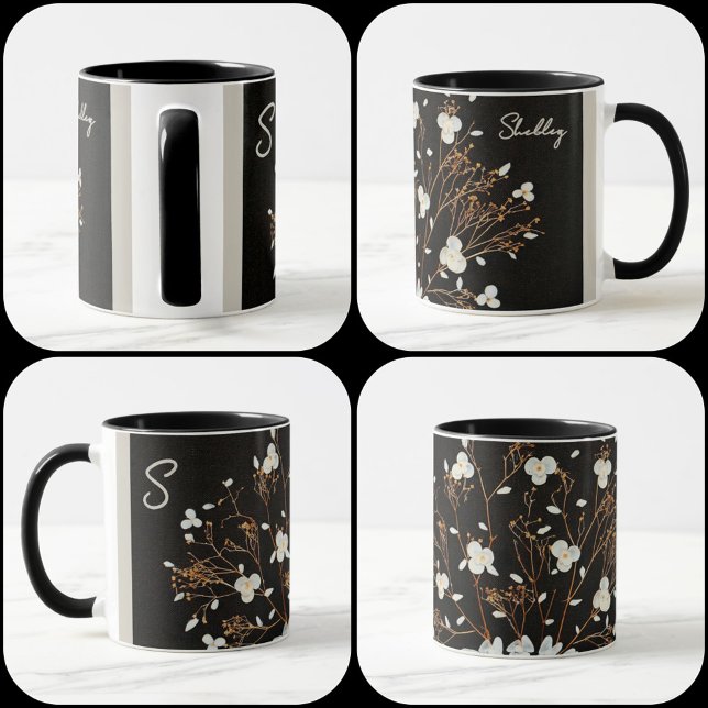 Caneca White Seashell Bouquet Dramatic Black (Criador carregado)