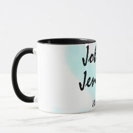 Caneca white simple minimal text style wedding blue heart