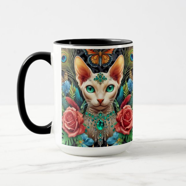Caneca White Sphynx Cat Floral Art (Esquerda)