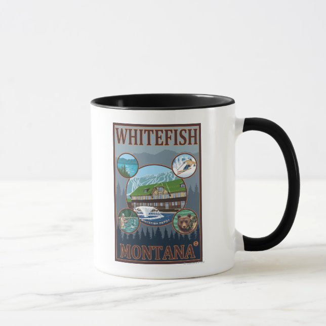 Caneca Whitefish, Poster de viagens MontanaScenic (Direita)