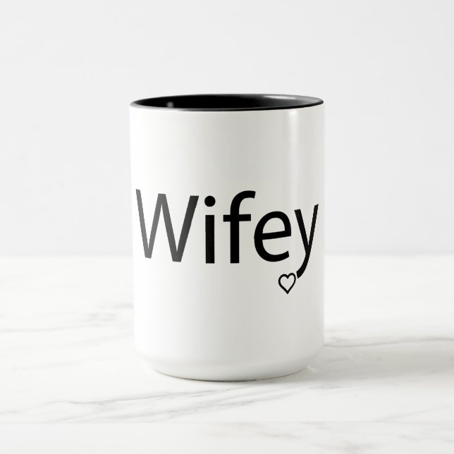 Caneca Wifey - Combinação de 15 oz preto (Centro)