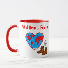 Caneca Wild Hearts Explore Map and Hiking Boots Art