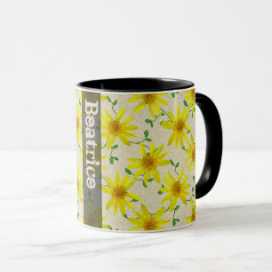 Caneca Wildflower amarelo botânico do verão doce com nome