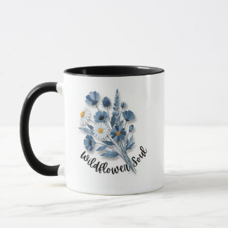 Caneca Wildflower Soul Blue Floral Art