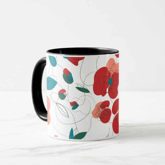 Caneca Wildflower Wonderland | Fluxos estilizados (Frente Esquerda)