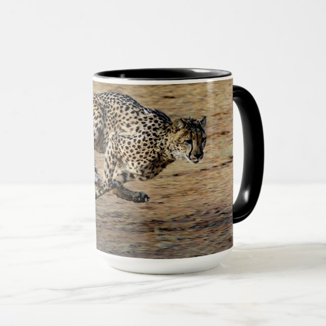 Caneca Wildlife Cheetah Running Photo (Frente Esquerda)