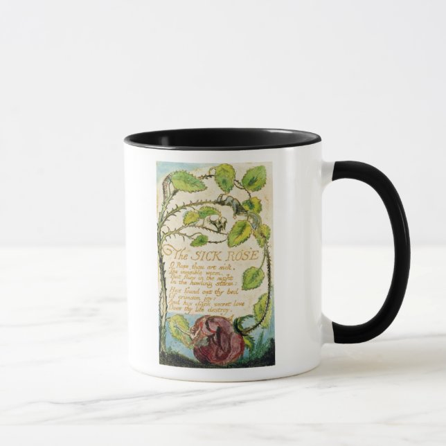 Caneca William Blake | o rosa doente, das canções de (Direita)