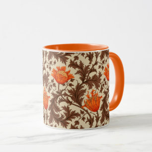 Caneca William Morris Anemone, Beige, Brown & Rust Orange