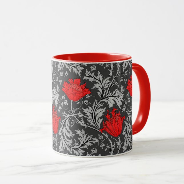 Caneca William Morris Anemone, Cinzas/Cinzas e Red Mug (Frente Esquerda)