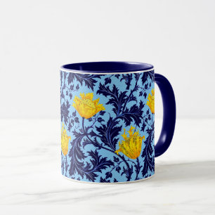 Caneca William Morris Anemone, Marinho e amarelo-mostarda